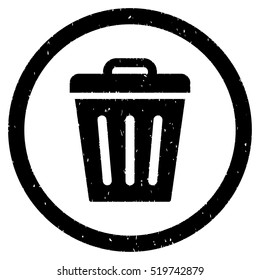 Trash Can rubber seal stamp watermark. Icon vector symbol with grunge design and unclean texture. Scratched black ink sign on a white background.