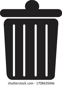 Trash Can Rubbish Bin Flat Vector Icon