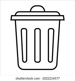 Trash Can, Rubbish Bin. Flat Vector Icon illustration. Simple black symbol on white background.