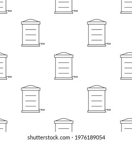 Trash can seamless pattern isolated on white background.