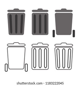 Trash can set. Flat design.