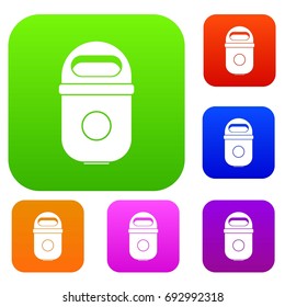 Trash can set icon in different colors isolated vector illustration. Premium collection