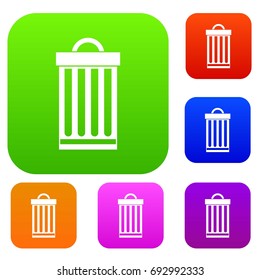 Trash can set icon in different colors isolated vector illustration. Premium collection