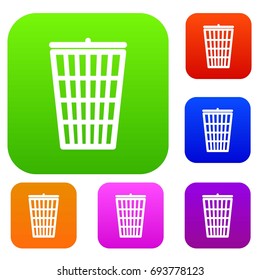 Trash can set icon in different colors isolated vector illustration. Premium collection