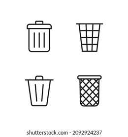 trash can set icon. high quality icons suitable for graphic assets for office and cleaning, internet, web design, apps, drawing and coloring books, print media, etc. EPS 10 vector line icon