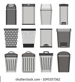Trash can. set of icons. Isolated on white background. Vector illustration.