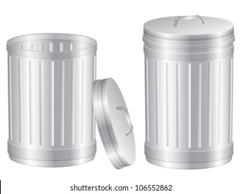 Trash can set on white background. Vector illustration.