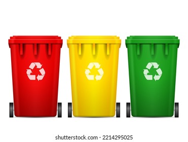 Trash can set on a white background. Vector illustration.