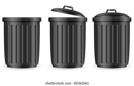 Trash can set on white background. Vector illustration.