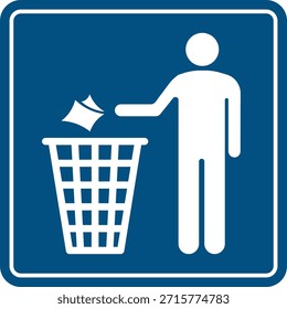 Etiqueta engomada de la etiqueta de la basura para el diseño aislado del Vector del pictograma del cubo de basura