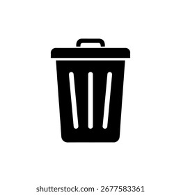Diseño plano de Vector de icono de silueta de papelera.
