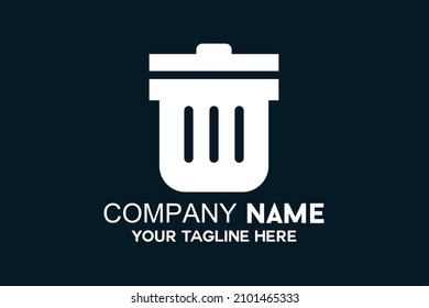 trash can silhouette simple logo vector