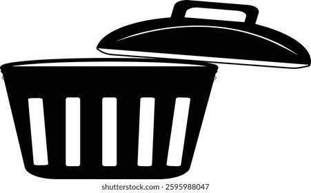 Trash can silhouette vector design with white background.