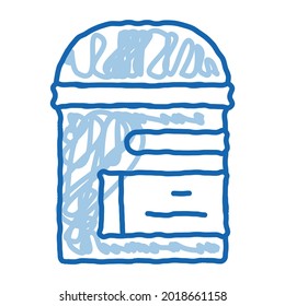trash can sketch icon vector. Hand drawn blue doodle line art trash can sign. isolated symbol illustration