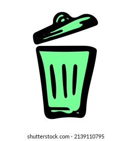 Trash can sketch vector icon. Ecology nature hand drawn illustration. Zero waste sustainability concept. 