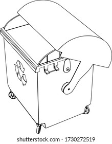 trash can sketch with vector sign isolated on white background r with different view