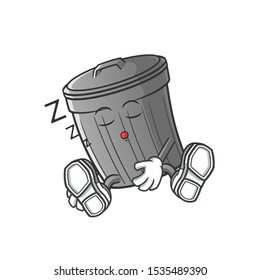 trash can sleep mascot vector cartoon illustration