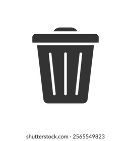 Trash can solid icon. Vector illustration