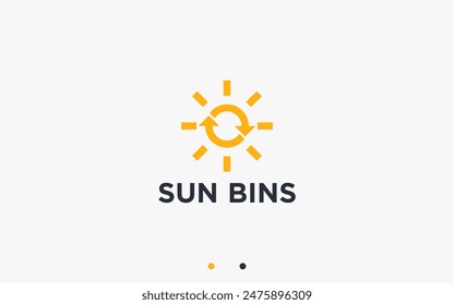 Mülleimer mit Sun Logo Design Vektorgrafik Silhouette Illustration