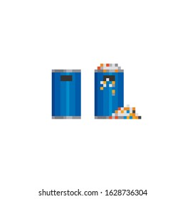 Trash can, urn. Pixel art icon set. Element design for logo, stickers, web, embroidery and mobile app. Isolated vector illustration. 8-bit sprite.