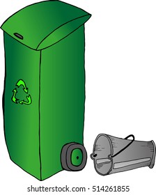 Trash can. Vector trash can with trash can.