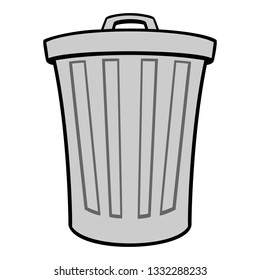 Trash Can - A vector cartoon illustration of a aluminum Trash Can.