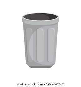 Trash can vector.An empty gray trash can icon.