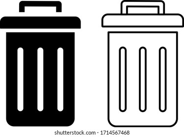 Trash can vector icon / black and white