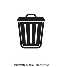 Trash can vector icon. Black illustration isolated on white background for graphic and web design.