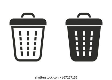 Trash can vector icon. Black illustration isolated on white background for graphic and web design.