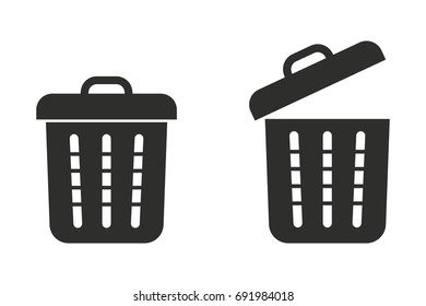 Trash can vector icon. Black illustration isolated on white background for graphic and web design.