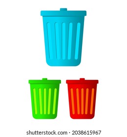 icono del vector basurero en colores azul, verde y rojo