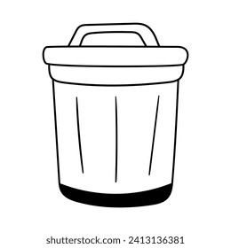 Trash can vector icon in doodle style. Symbol in simple design. Cartoon object hand drawn isolated on white background.