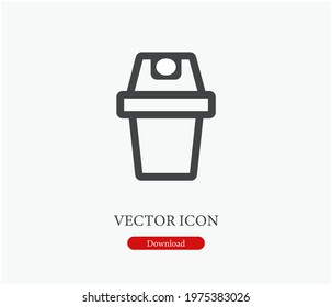 Trash can vector icon.  Editable stroke. Linear style sign for use on web design and mobile apps, logo. Symbol illustration. Pixel vector graphics - Vector