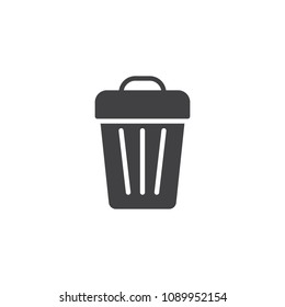 Trash can vector icon. filled flat sign for mobile concept and web design. Garbage bin simple solid icon. Delete symbol, logo illustration. Pixel perfect vector graphics