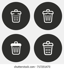 Trash can vector icon. Illustration isolated for graphic and web design. Round button.