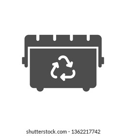 trash can vector icon isolated on white background. trash bin for garbage collection with recycle arrows sign