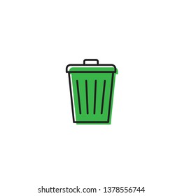 Trash Can vector Icon on Flat Color design isolated on white