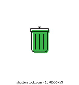 Trash Can vector Icon on Flat Color design isolated on white