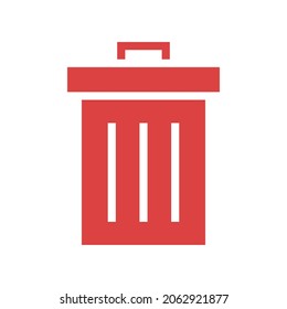 Trash can vector icon. Red symbol