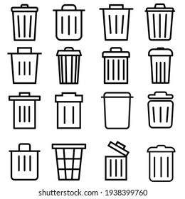 Trash can vector icon set. garbage illustration sign collection. basket symbol or logo.