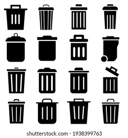 Trash can vector icon set. garbage illustration sign collection. basket symbol or logo.