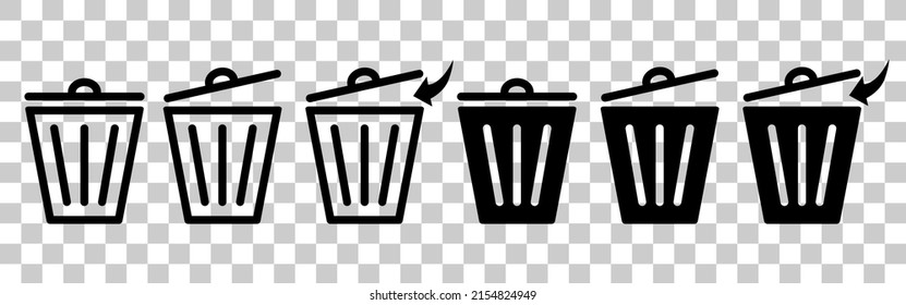 Trash can vector icon set.Bin icon set.Recycle bin.Vector trash can symbol.Garbage tank.Wastebasket.Dustbin icon.Delete.