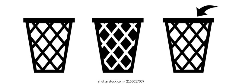 Trash can vector icon set.Bin icon set.Recycle bin.Vector trash can symbol.Garbage tank.Wastebasket.Dustbin icon.Delete.