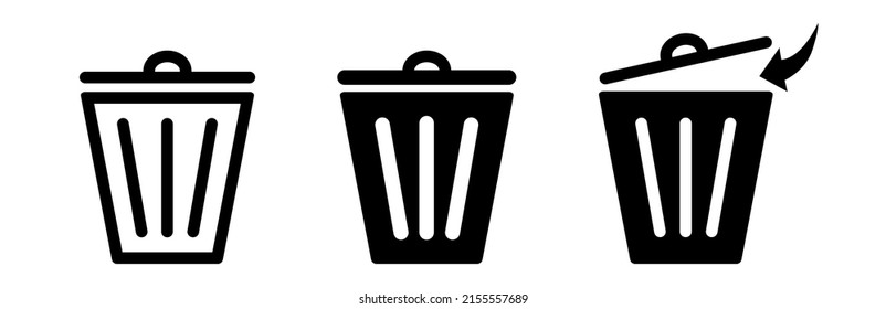 Trash can vector icon set.Bin icon set.Recycle bin.Vector trash can symbol.Garbage tank.Wastebasket.Dustbin icon.Delete.