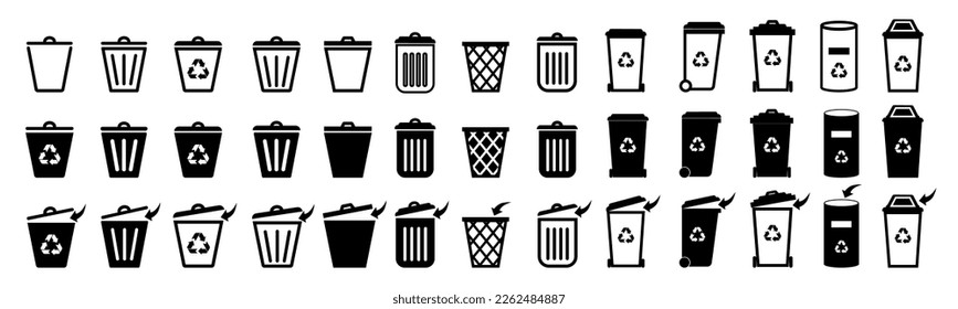Trash can vector icon set.Bin and trash can png icons.Recycle bin.Vector trash can symbol.Garbage tank.Wastebasket.Dustbin icon.Delete.
