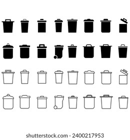 Trash can vector icon set. garbage illustration sign collection. waste logo.