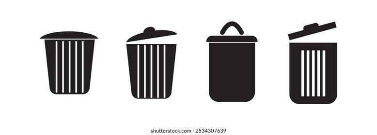 Papierkorb kann Vektorsymbol-Set. Sammlung von Garbage-Illustrationszeichen. Korbsymbol oder Logo.