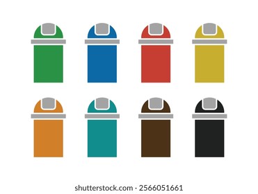 Trash can vector icon set. Bin and trash can icons. Bin icon set. Colorful trash vector. Indoor dustbin.