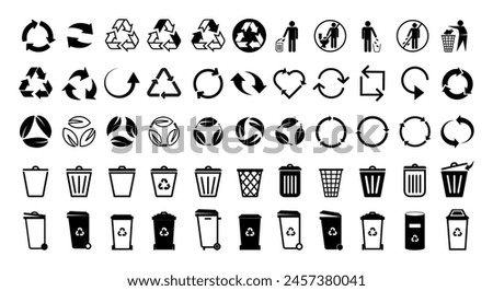 Trash can vector icon set.Bin and trash can png icons. Recycling icons. Recycle logo. Vector trash can symbol. Garbage tank. Wastebasket. Dustbin icon.Delete. Set of arrow recycle.